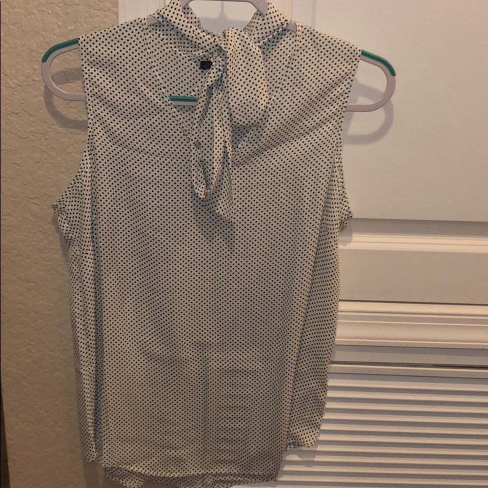 Adrianna Papell Polka Dotted Choker Blouse